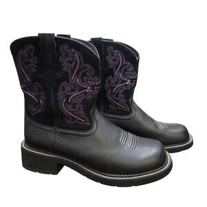 Ariat Fatbaby II Western Boot Black Deertan Black Purple Size 11B